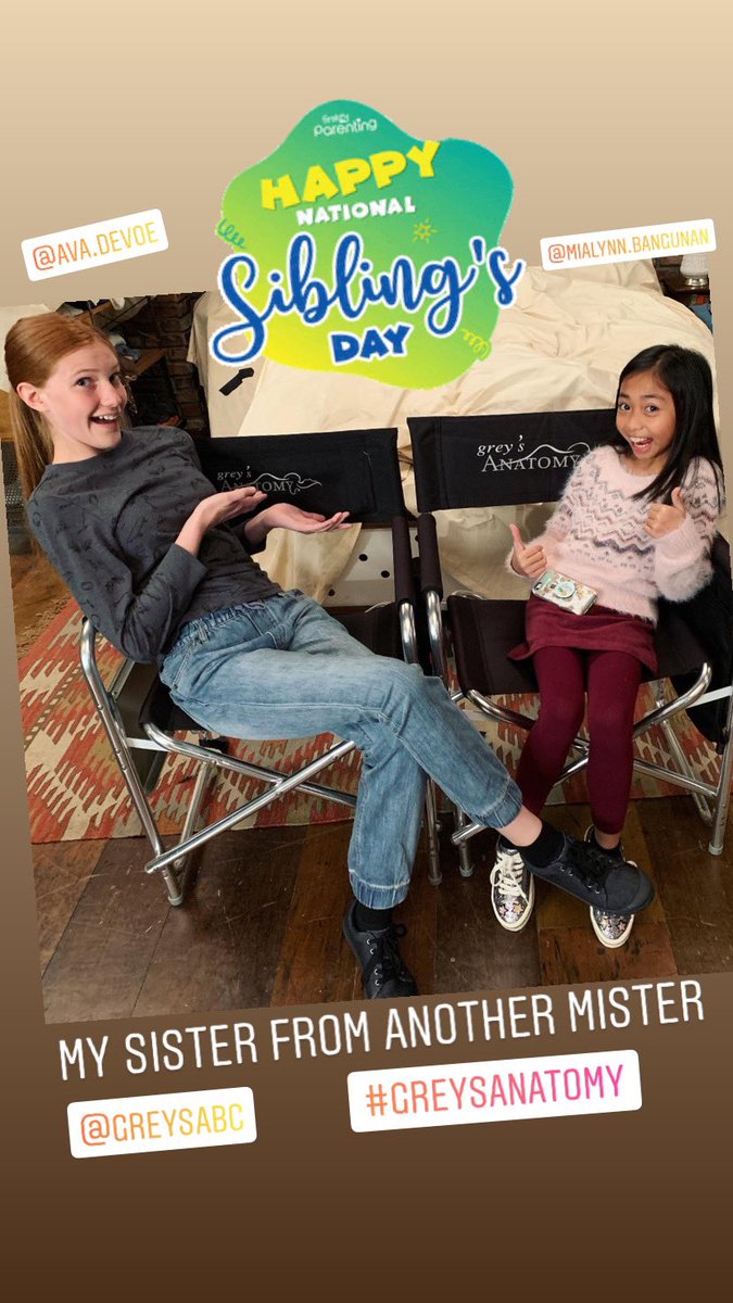 MiaLynnBangunan's tweet photo. Can’t forget my Sister from another Mister. #GreysAnantomy #setsisters #NationalSiblingDay #avamia #maddymeili @GreysABC @sarahgrafferty #wearefamily https://t.co/Xowbw0a2O4