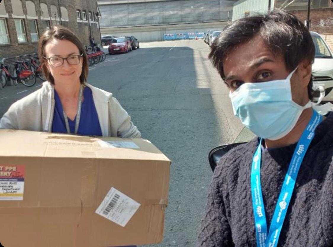 nhsherosupport's tweet photo. Dr Reddy &amp; Dr Ayeni have been working for 21 days straight in A&amp;E, and yesterday, their first day off, they rocked up first thing to help us deliver PPE to frontline workers.
It was Dr Ayeni’s birthday too!

Please share this story and donate if you can 🙏
https://t.co/6VJockEOKL https://t.co/JqSWKCXEwR