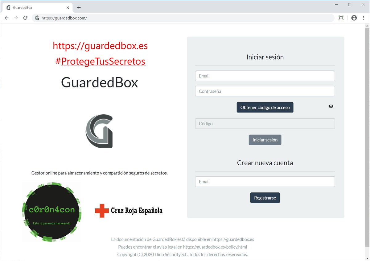 dinosec's tweet photo. Si te perdiste la charla técnica de @GuardedBox y quieres conocer los detalles técnicos (proteger y compartir secretos), accede a la grabación y no olvides tu donación @CruzRojaEsp #COVID19 ;-) 

https://t.co/tMw7gGkuBf

@C0r0n4CON #c0r0n4CON #QuedateEnCasa #ProtegeTusSecretos https://t.co/iR2Lg2ISkk