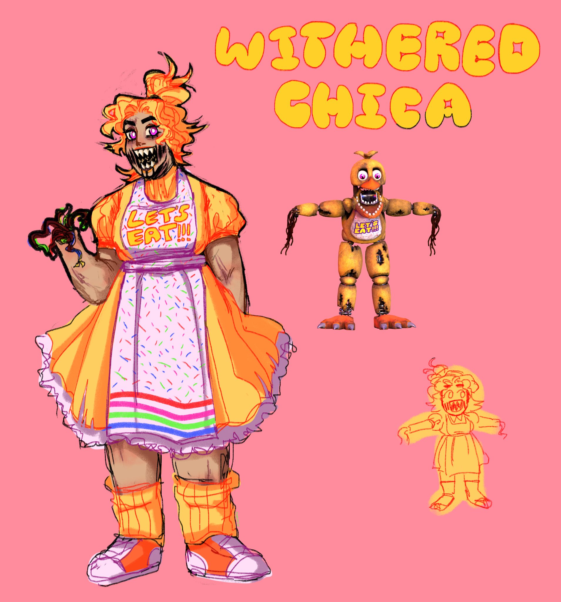 THE PRINCE OF PANACHE👽 on X: she can and will bake you cupcakes 🐥🐥 # witheredchica #chica #fnaf #fivenightsatfreddys #fnaf2 #ucn  #ultimatecustomnight #gijinka  / X