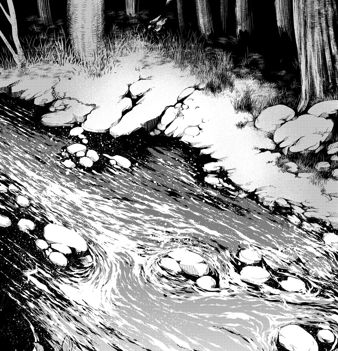 日野入緒 V Tvittere 山とか川とかもね ちなみに自分は劇画タイプではある 漫画 イラスト 線画 線画ギャラリー 山 川 背景美術