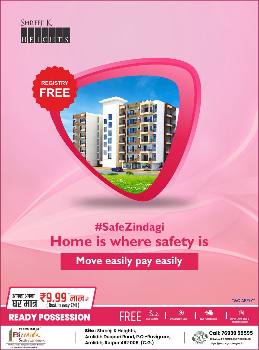 PChopraRpr's tweet photo. We provide easy payment options for you to purchase at your convenience.
 "move in without any hassle and pay easily without any tussle"
Flats ready to possess at @ShreejiKHeights
Contact: 7693959595 or
visit our website: https://t.co/GgJSqOFtIh
#ShreeJiKHeights #Bizmark #Amlidih https://t.co/AAwZO1RyET