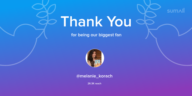 Our biggest fans this week: melanie_korach. Thank you! via sumall.com/thankyou?utm_s…
