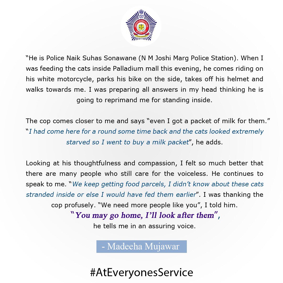 MumbaiPolice's tweet photo. Police Naik Suhas Sonawane has certainly added to the 'Paw-someness' of Mumbai Police by going beyond the line of duty for our furry friend #AtMumbaisService #AtEveryonesService #TakingOnCorona https://t.co/I1Gjz8fnNA
