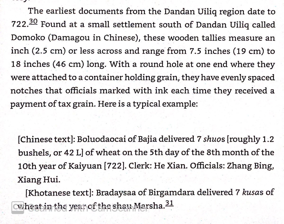 Bilingual record keeping & tax collecting in Hotan - Chinese & Hotanese (E Iranian language with heavy Prakit influence). Hotan had a well developed legal system administered by village assemblies.