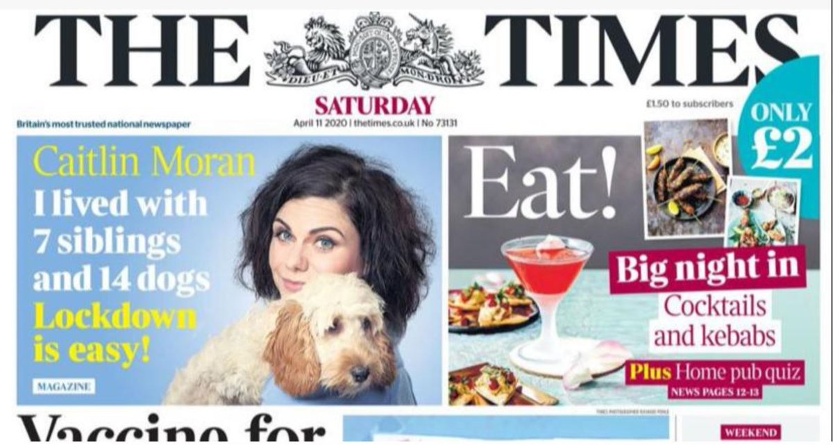  @thetimes Maybe you want to reconsider this article considering  @caitlinmoran spent most of yesterday afternoon loudly breaking the lock down rules in my neighbour's garden