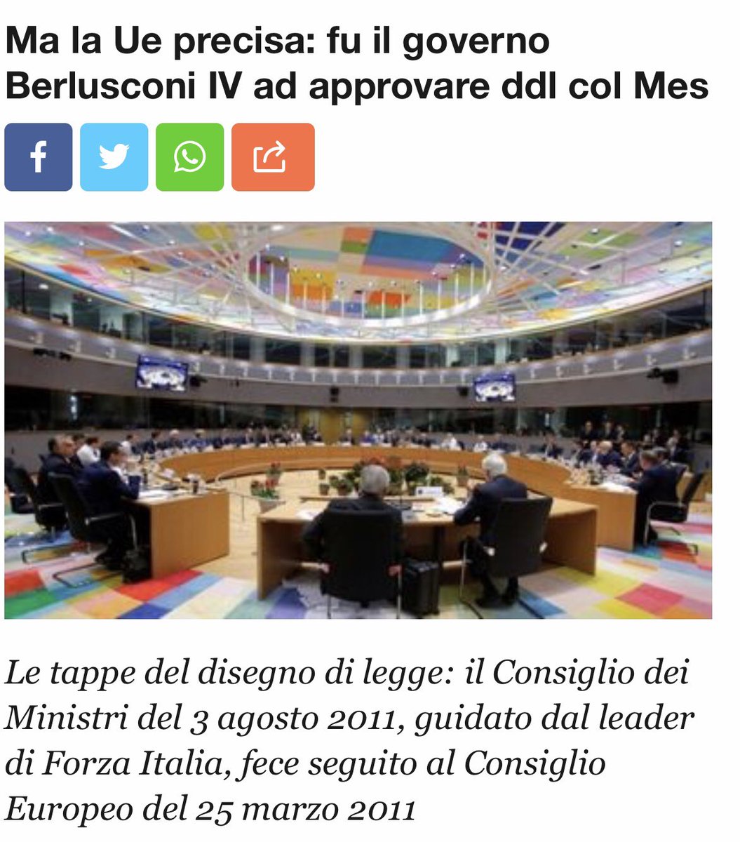 Il #MES fu votato dal Consiglio Europeo il 25 marzo 2011 dal governo #berlusconi che aveva i ministri
#Meloni #Calderoli #LaRussa #Fitto #Tremonti #Bossi #Maroni praticamente lo stato maggiore di #Lega e #FdI 
Lo avete “firmato in Europa” VOI, e ancora parlate?
<a href="/GiuseppeConteIT/">Giuseppe Conte</a>