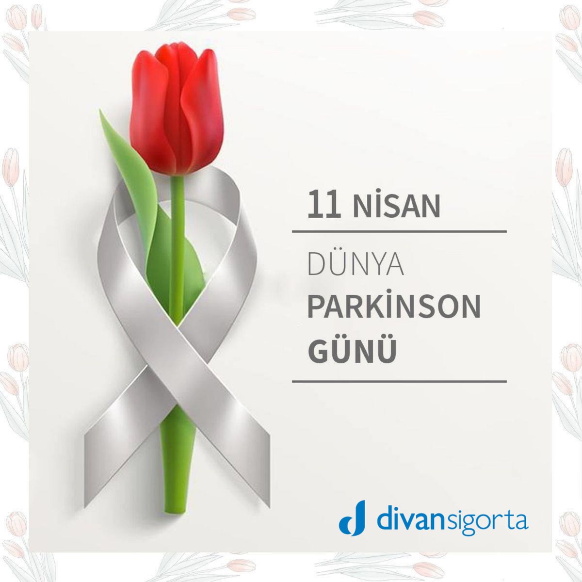 Unutma, erken tanı ile Parkinson hastalığının ilerlemesini yavaşlatabilirsin! 
Ne kadar farkındaysan, o kadar güçlüsün! 🙏🌷 #DünyaParkinsonGünü #parkinson #parkinsonhastalığı #divansigorta