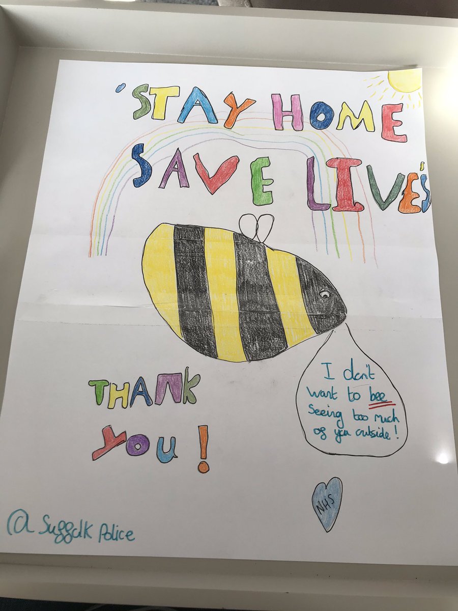 HeadLaurahead's tweet photo. Poster design by Ethan age 11. He has been looking out for you. Co10 1PA #StayHomeSaveLifes #policesudbury #suffolkconstably #suffolkpolice https://t.co/s8N9WgUWlF