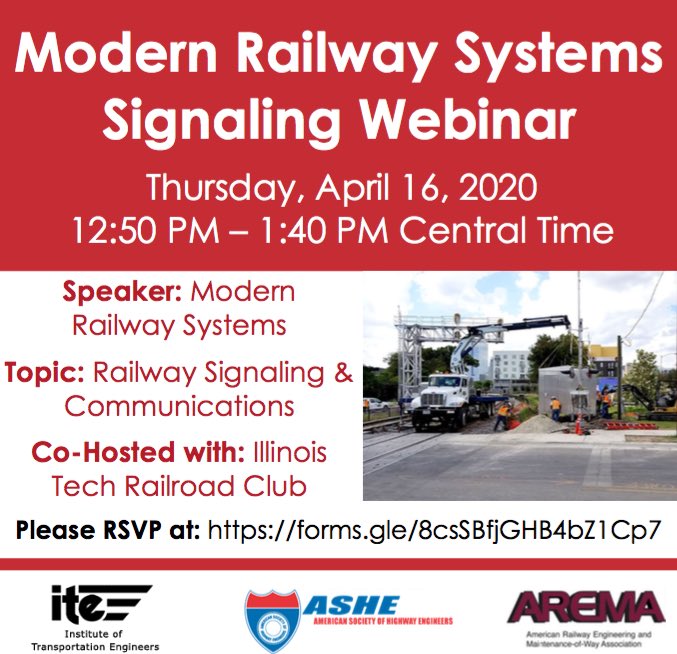 Join us April 16th to virtually hear from Modern Railway Systems on Railway Signaling &amp; Communications!! #WolfpackITE #AREMA #GoPack
RSVP: forms.gle/8csSBfjGHB4bZ1…
More info: facebook.com/events/5036034…