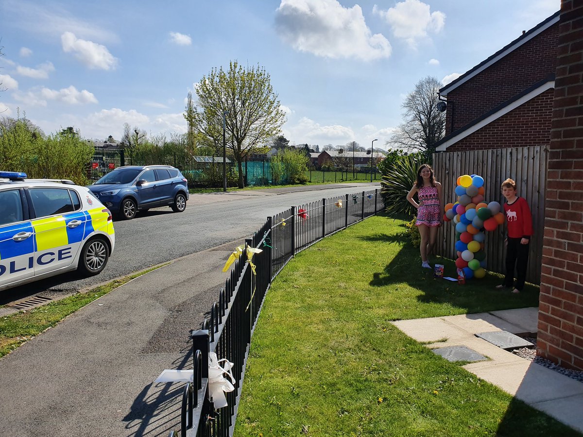 vicciw's tweet photo. Thank you @ChorleyPolice for the Easter Eggs we love creating rainbows for the key workers looking after us #staysafe #rainbows https://t.co/zwhWBHWpAb