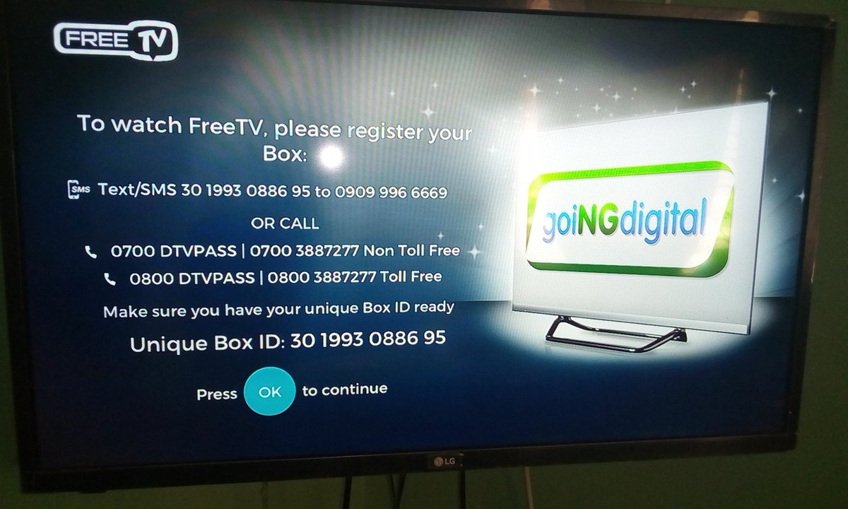 SurajudinBusari's tweet photo. Good afternoon @FreeTVNg the picture of what am experiencing now on my decoder is this, I have press OK,done scan three times,same thing occurred, the two green light on decoder is showing. My unique ID is 301993088695,pls do something https://t.co/QJHt7IsKfM