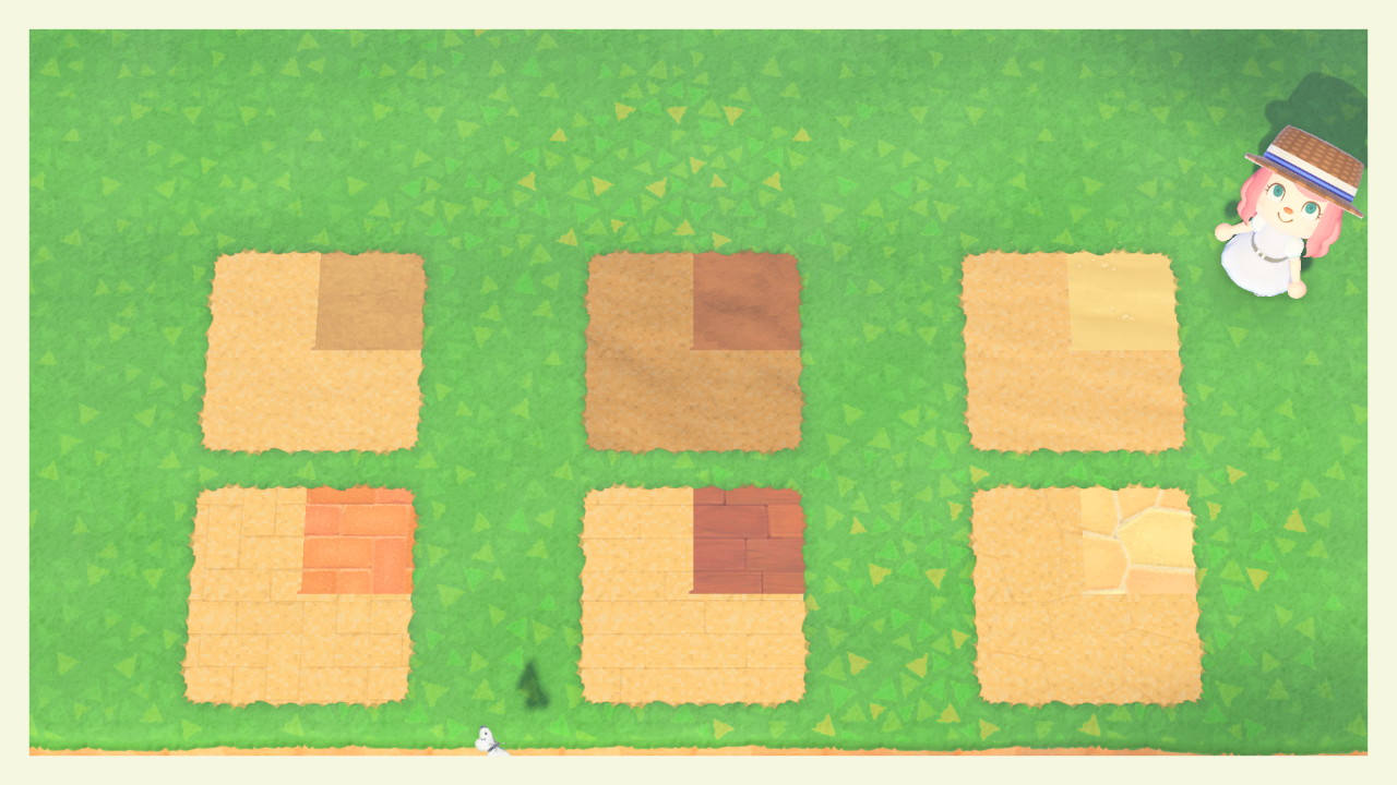 ちゃんぬ あつ森 マイデザイン 公園の砂の地面 公園つちのみちじゃなくて 砂利っぽくしたくて作りました あんまり実用性無さそうだから小路も作ってみよ マイデザイン