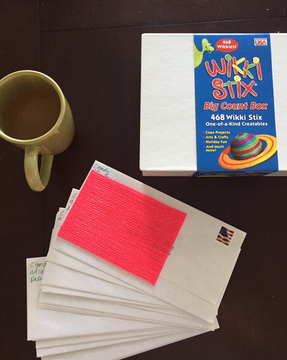 drclairegordy's tweet photo. Who says #tactilelearning can’t happen online? This morning’s task: mailing WikkiStix to my Molecular Genetics students. #DSBR #homologousrecombination #keepteaching #keeplearningNCState https://t.co/GuStwwrSlF