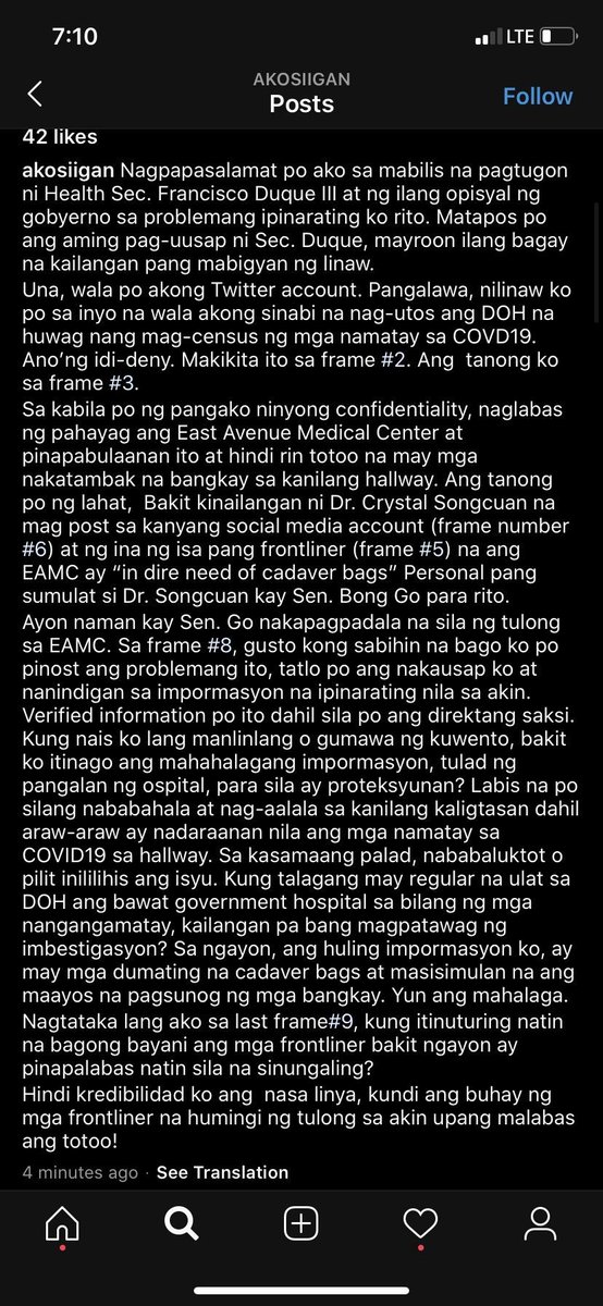 Arnold Clavio's reply to the statement released by DOH earlier: