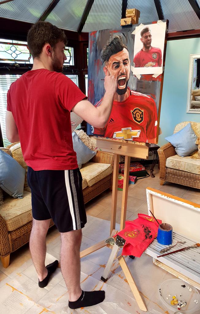 Second work in progress since University concluded ❤
I'm so proud to call <a href="/RichardsMatty/">Matty Richards Art</a> my son; painting a series of Manchester  United icons 
<a href="/B_Fernandes8/">Bruno Fernandes</a> 
<a href="/MarcusRashford/">MR14</a>
@TheWillieMorgan 
<a href="/GaynorMorgan/">Gaynor Morgan</a> 
<a href="/Mike_Phelan_1/">Mike Phelan</a> 
<a href="/LincolnTownley/">Lincoln Townley</a>