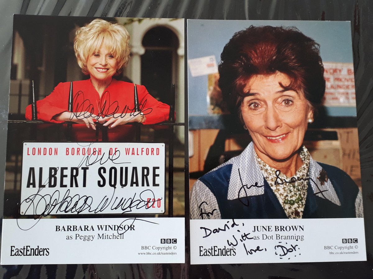 I was very proudly on Gillian Taylforth's dressing room wall and had some soap royalty back including June Brown who put dots around her soap name.