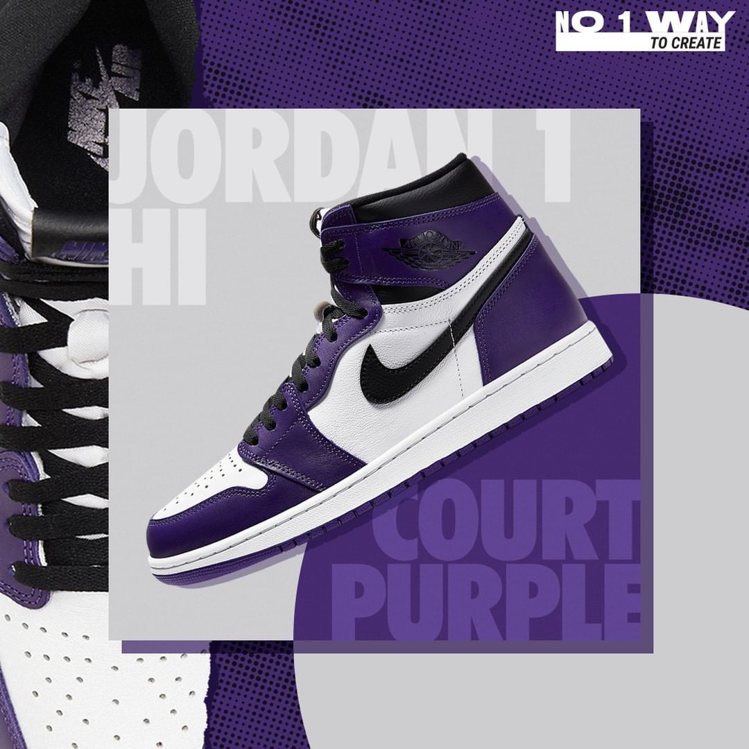 footaction jordan 1 court purple