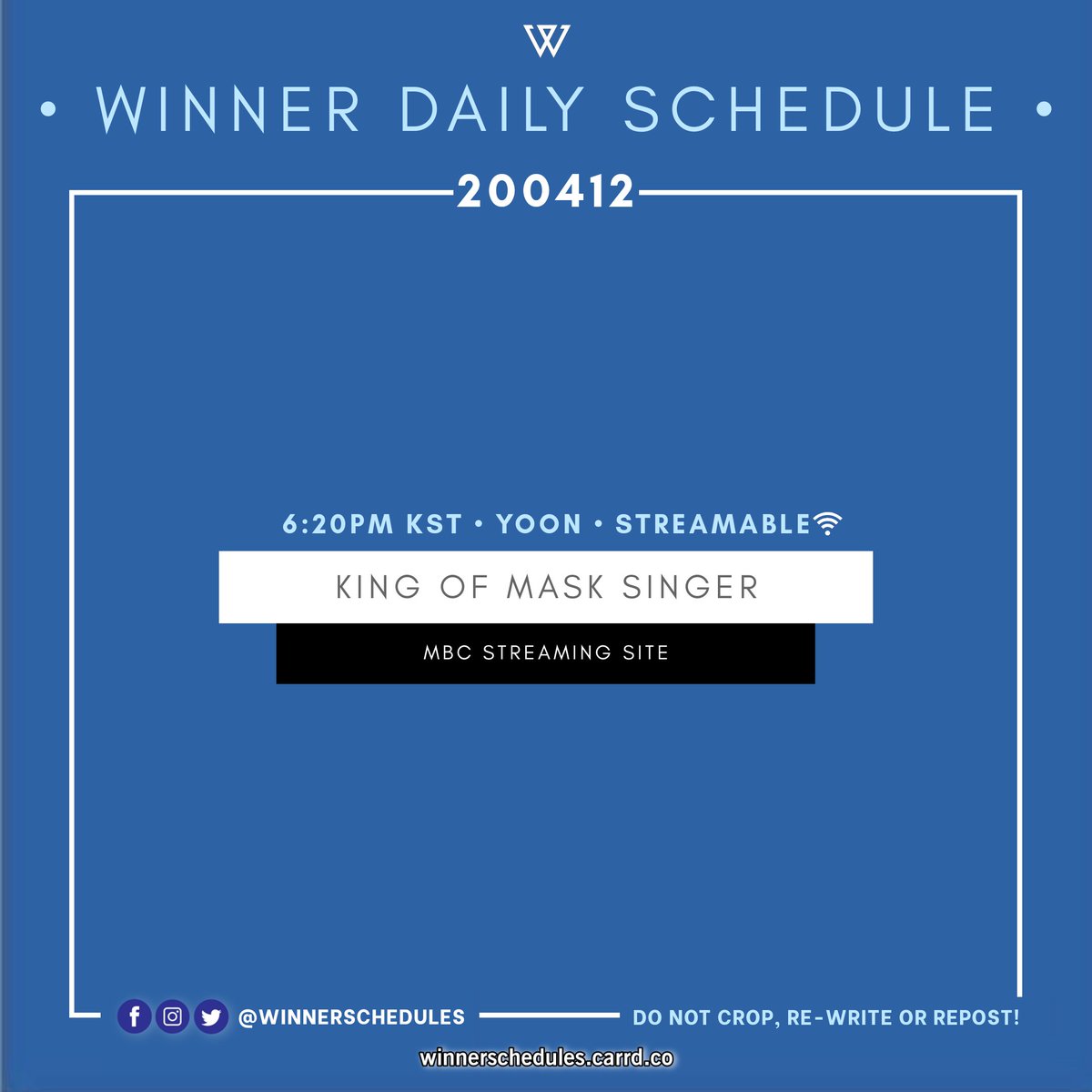 winnerschedules's tweet photo. #YOON_schedule | 020412 🗓 12th April

🎤 King Of Mask Singer
🔗 LINKS:
https://t.co/soMWj21dEQ
https://t.co/RZ54jx7P5l
https://t.co/E4LCSUrHxU

#WINNER #위너 #강승윤 #YOON @official_yoon_ https://t.co/FADhbMVpMO