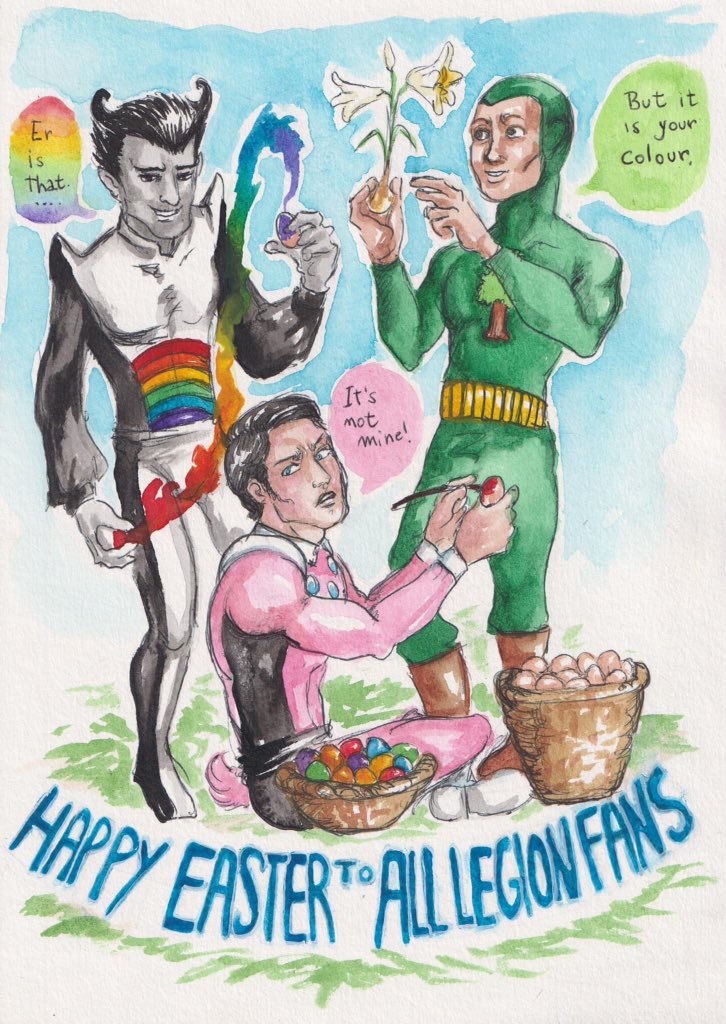 My Easter Wishes to everyone with my commissioned art by Levy Rasputin #LevyRasputin #artcommission #CosmicBoy #RokkKrinn #Braal #LoSH #LegionofSuperHeroes #ChlorophyllKid #RalBenem #Mardru #ColorKid #UluVakk #Lupra  #LegionofSubstituteHeroes #DCComics #DCComicsArt #watercolors