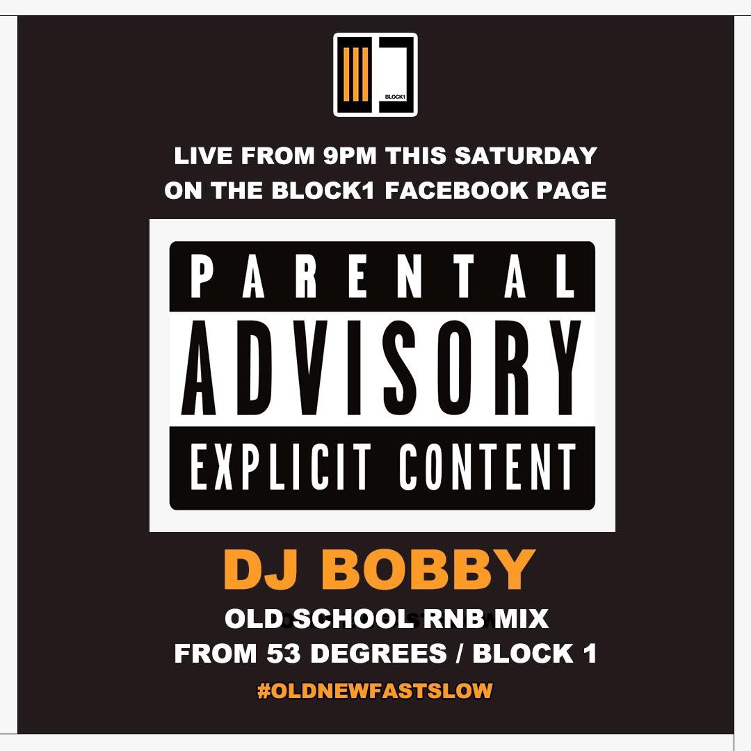 Tonight from 9pm on the Block1 Facebook page we’ve got DJ Bobby going live supplying the old school R&amp;B house party vibes!