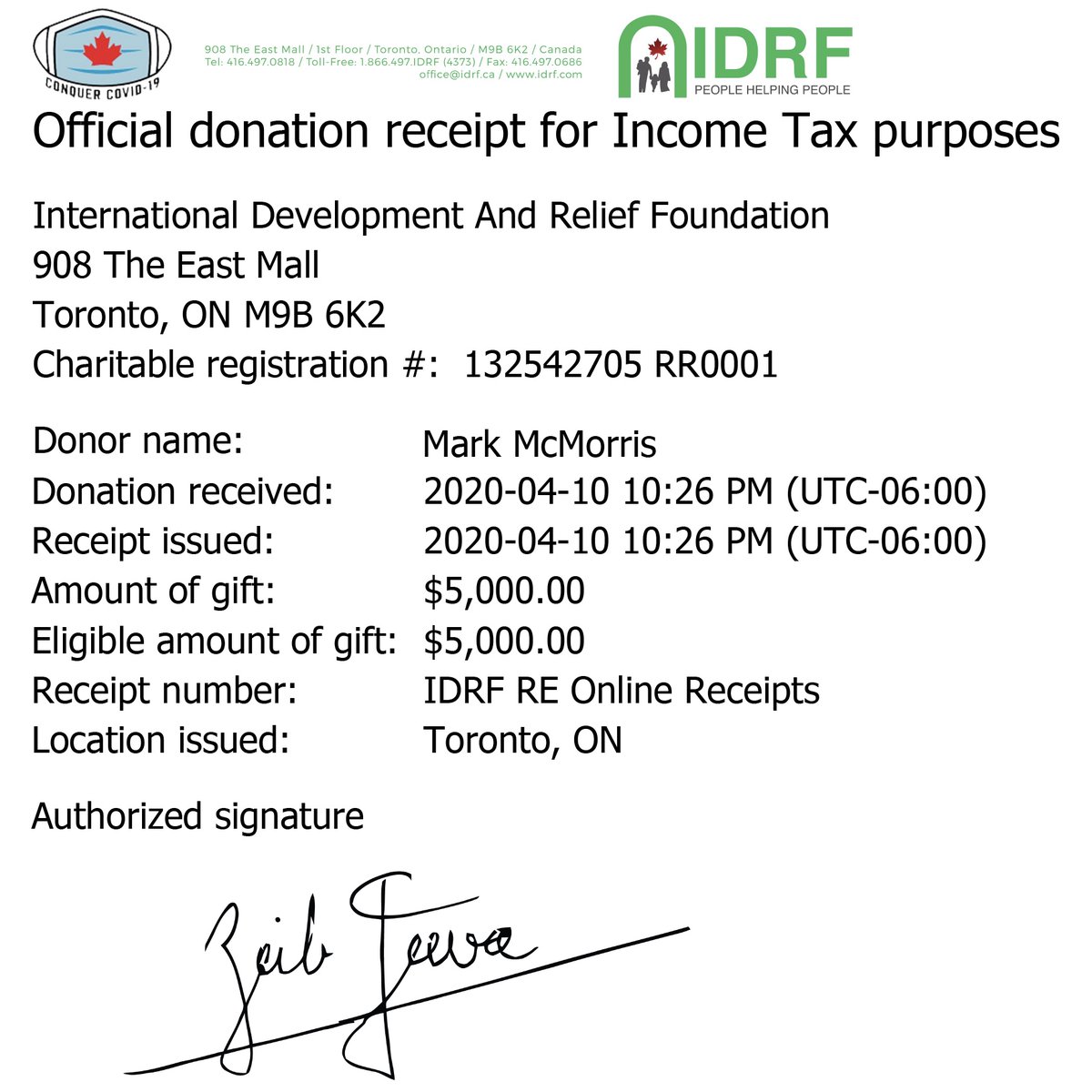 Teamed up with <a href="/wick_22/">Hayley Wickenheiser</a>  and <a href="/VancityReynolds/">Ryan Reynolds</a>  to support <a href="/conquercovid19/">🇨🇦 Conquer COVID-19 🇨🇦</a> which is providing PPE to frontline healthcare workers in Canada. I’m donating $5,000 and I’m calling on <a href="/cmcdavid97/">Connor McDavid</a> <a href="/DionPhaneuf_3/">Dion Phaneuf</a>  <a href="/GrahamDeLaet/">DeLetty</a> and <a href="/Bozie42/">Tyler Bozak</a>  to do the same idrf.com/conquercovid19…