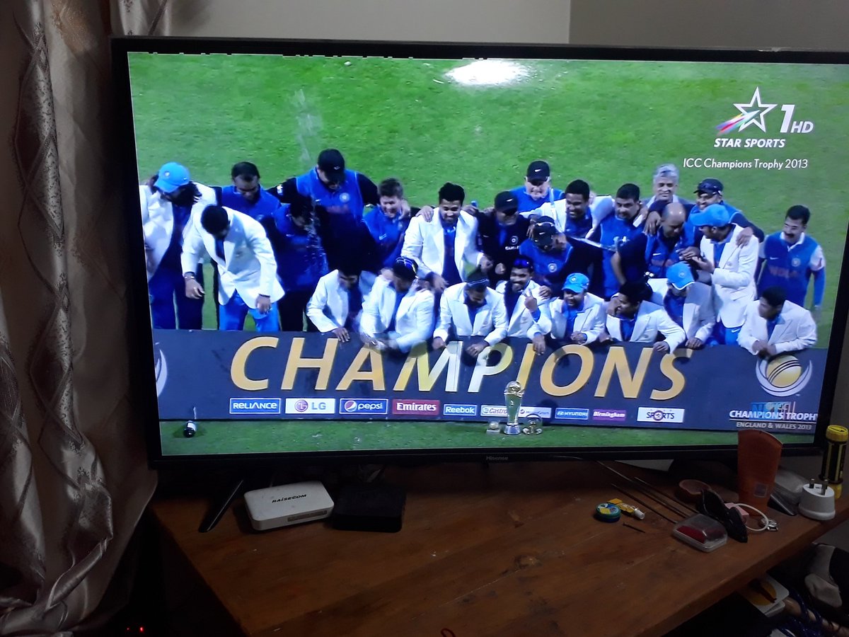 Kriessh's tweet photo. Watching Champions Trophy 2013 final #ct13 replay. @msdhoni after receiving the cup "I'm not here to prove anyone that I'm good, try to deliver my best and take 1 game at a time" just touched by the first line. Passion for #Cricket, #dhoni the ideal. #CompeteWithSelf https://t.co/C8k7u0q20Z