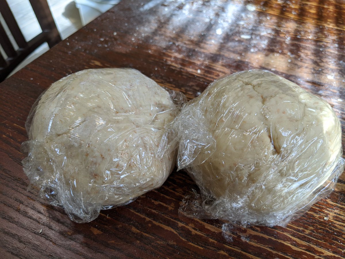 Step 6: Knead the dough for 5-10 minutes. Throw the dough ball down on the counter a couple times to get out any air bubbles.If you cut the dough in half, you shouldn& #39;t see air bubbles in there.Cover with plastic wrap and let the dough rest for 40-60 min.