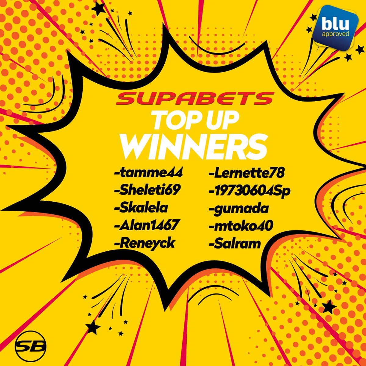 Supabets_mzansi's tweet photo. Sorry for the delay guys...But here are some of the #Top_Up winners...Happy Easter guys🐰😎and Well Done 👍💰#Supabets https://t.co/DDAUJRlCwc