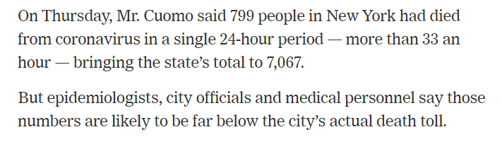 2 appalling aspects of discourse:1. Deaths statistic is being treated as factual even when we know it's a WILD undercount. This is deeply irresponsible. EVERY sentence referencing the stats MUST include the fact it is SERIOUSLY too low.2. MANY "models" project only 1 wave.