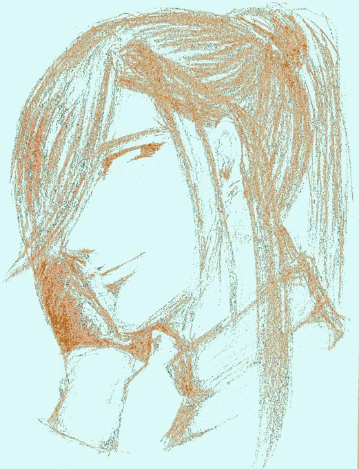古い画像を整理していたら出てきた一枚。このポーズ、結構描いているかも #絵の練習 #イラスト練習 #アナログ絵 #にっかり青江 