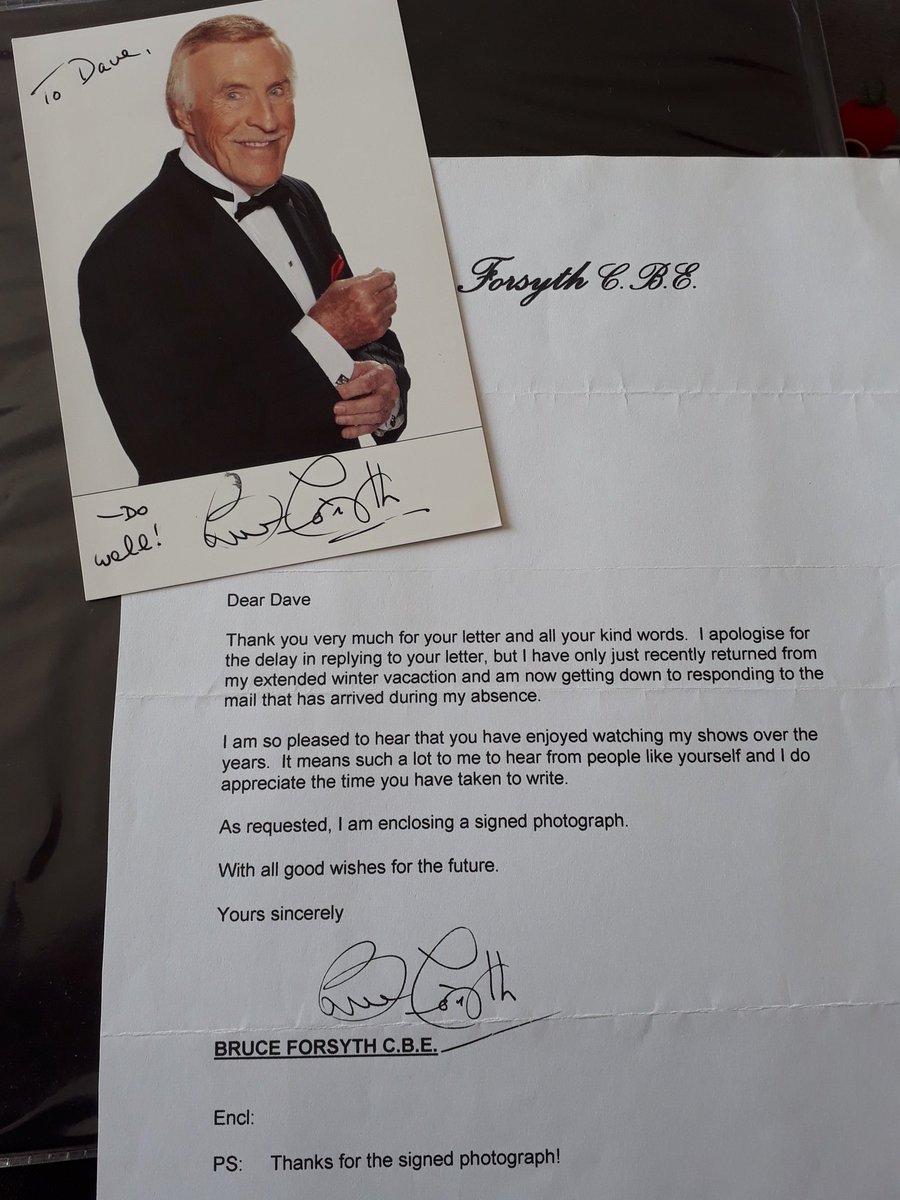 A couple of legends here. The Tony Hart letter made me cry but looking back I'm really glad I was able to sent my appreciation to him. Bruce is surely everyone's idea of a true entertainer.