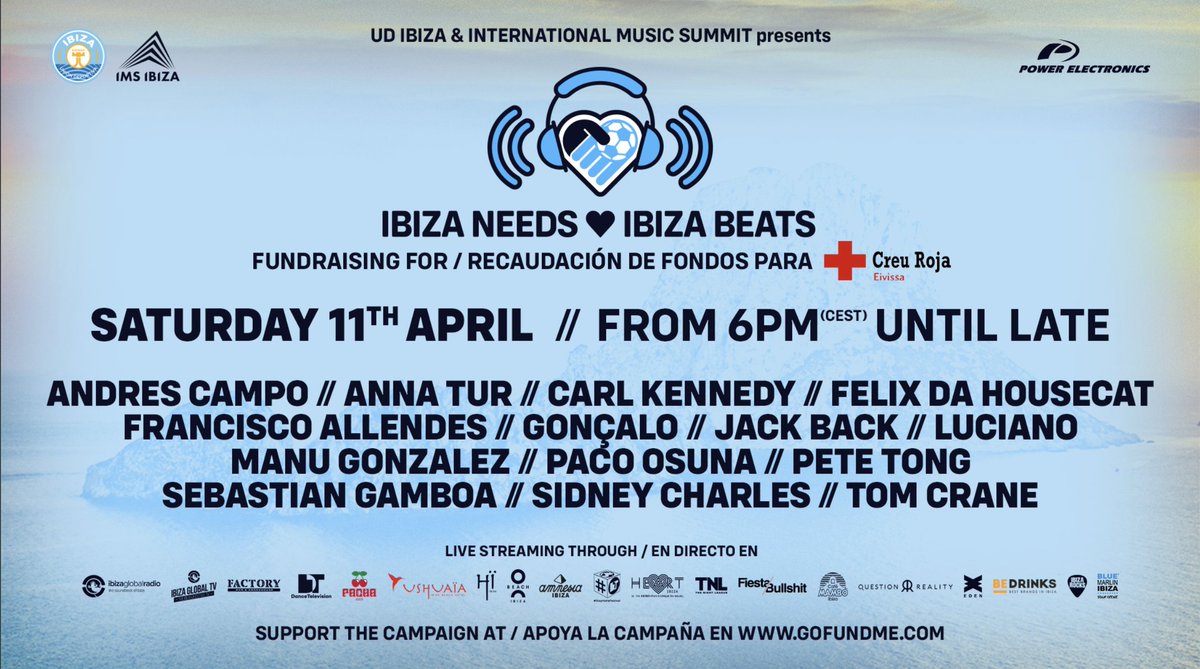 Ara  mateix comença #IbizaNeedsIbizaBeats! Una marató musical on podreu escoltar als mejors DJ's d'Eivissa units per a donar suport a #CruzRojaResponde i ajudar als col·lectius més vulnerables davant el #COVID19

Pots escoltar-ho aquí <a href="/dancetrippin/">Dance TV</a>!
ibizabeats.org