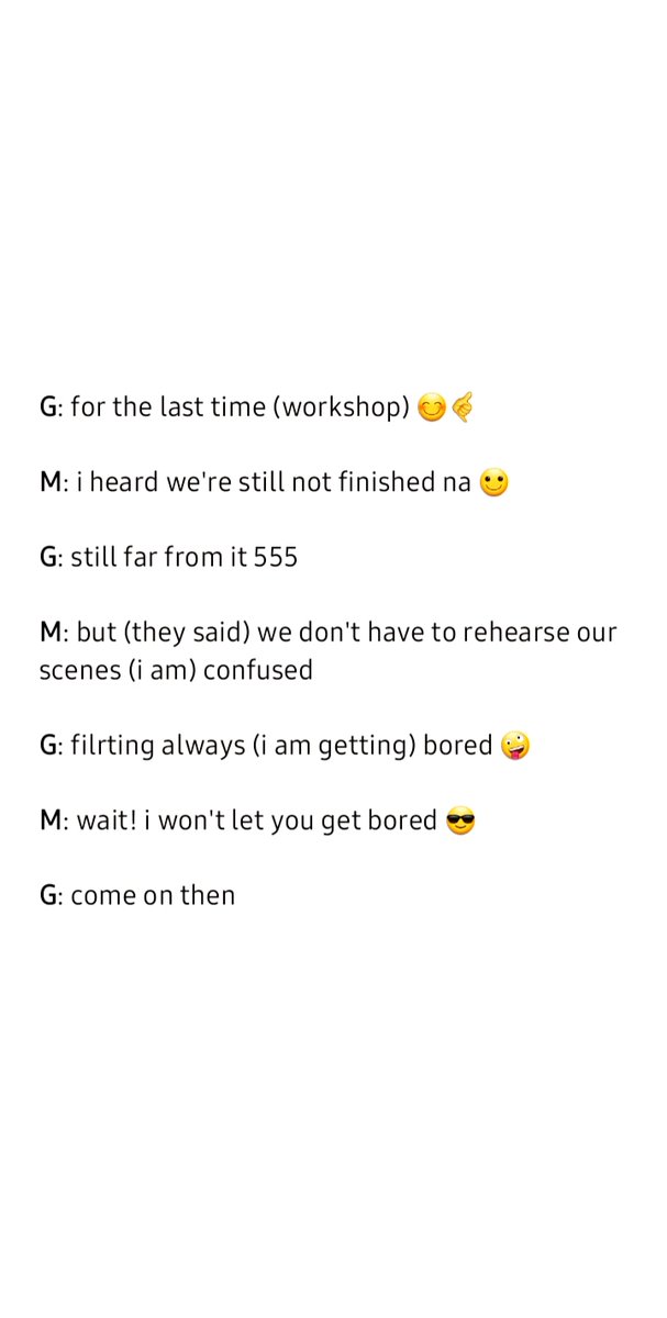 190519g: flirting always (i am getting) bored m: wait! i won't let you get bored g: come on then (full trans in first photo )