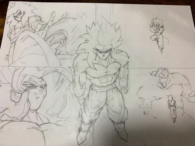 前から描く予定だった悟空4の集合絵(?)の下描き終わりました😌
(フライングして新しいの描いてすみません) 
