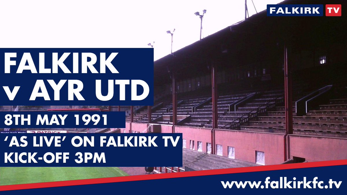 FalkirkTV's tweet photo. Matchday! Join us on YouTube and Facebook from 3pm this afternoon to re-live the full 90 minutes of our 1991 match against Ayr United.
Weβve got a good feeling about this one! #COYB #FootballinIsolation https://t.co/ZaizAF91QM