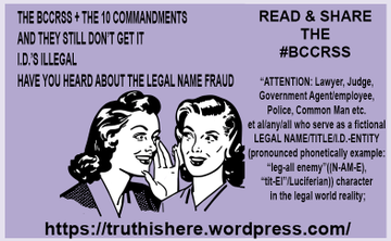 lv_truth's tweet photo. #GetTheFacts
IT'S ILLEGAL TO USE A LEGAL NAME!!
#IDsILLEGAL 
#10Laws  #StopID

Get/Read/Share the #BCCRSS #TheEscapeClause at https://t.co/c6F0KeIjFo

QuarentineLife
@markfehnjr
@marklane76
@marlincaddell
@marrgeee_
@matt2tle

#LegalityIsNotReality #LetTruthPrevail https://t.co/Y0jepxYgrq