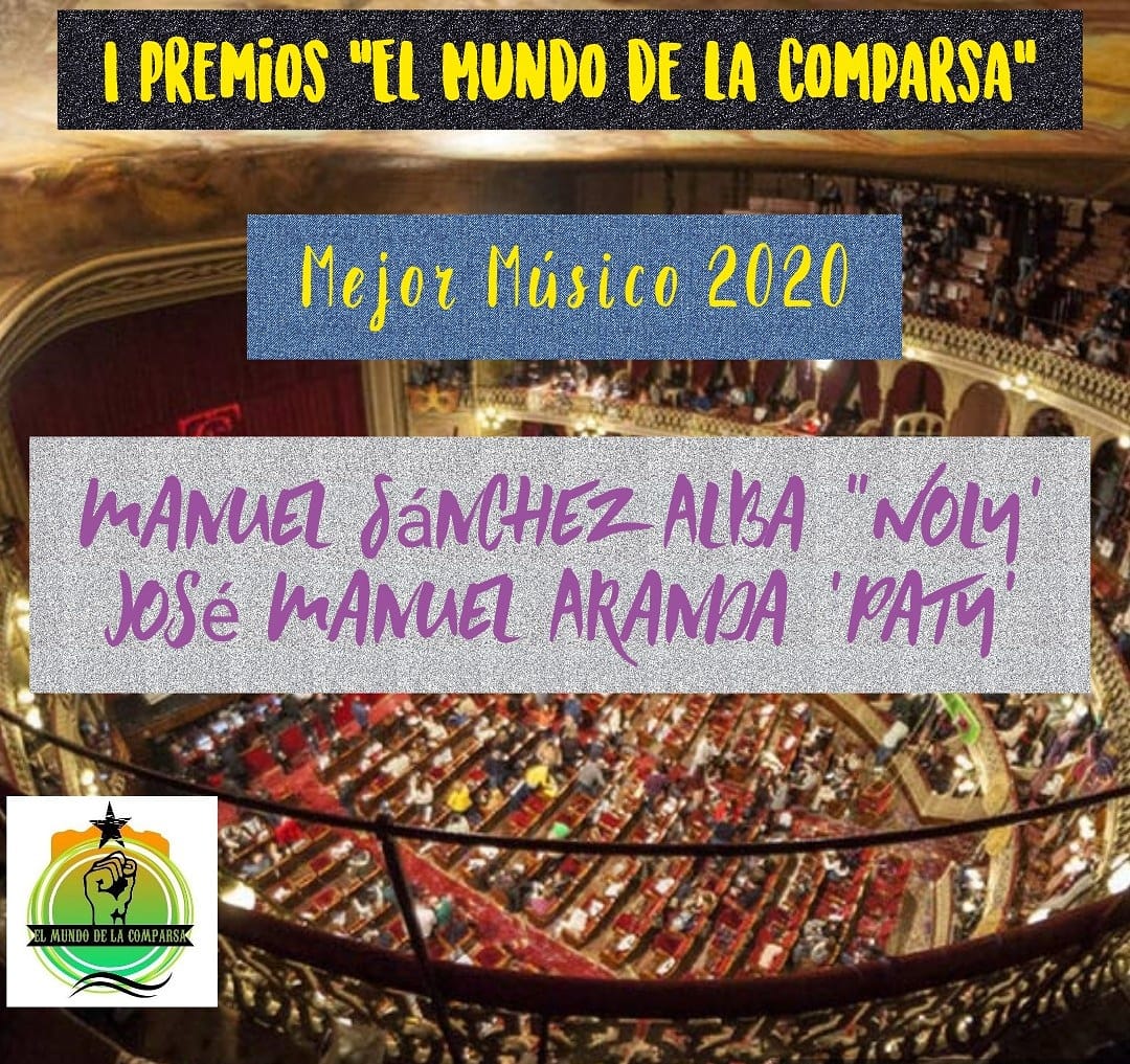 Mundo Comparsa (@mundocomparsa) on Twitter photo Editamos: El Comité Carnavalero de nuestro blog ha decidido añadir a JM Aranda a este premio ya que se lo merece igualmente:
Mejor Músico 2020: Manuel Sánchez Alba 'Noly' y José Manuel Aranda 'Paty' <a href="/JoseM_Aranda/">Jose Manuel Aranda</a> <a href="/los_doce/">Los Listos</a>
Mención especial para <a href="/tinotovar/">Tino Tovar Verdejo</a> y <a href="/quintana_fran/">Hugo Francisco Quintana Fran</a> Editamos: El Comité Carnavalero de nuestro blog ha decidido añadir a JM Aranda a este premio ya que se lo merece igualmente:
Mejor Músico 2020: Manuel Sánchez Alba 'Noly' y José Manuel Aranda 'Paty' <a href="/JoseM_Aranda/">Jose Manuel Aranda</a> <a href="/los_doce/">Los Listos</a>
Mención especial para <a href="/tinotovar/">Tino Tovar Verdejo</a> y <a href="/quintana_fran/">Hugo Francisco Quintana Fran</a>