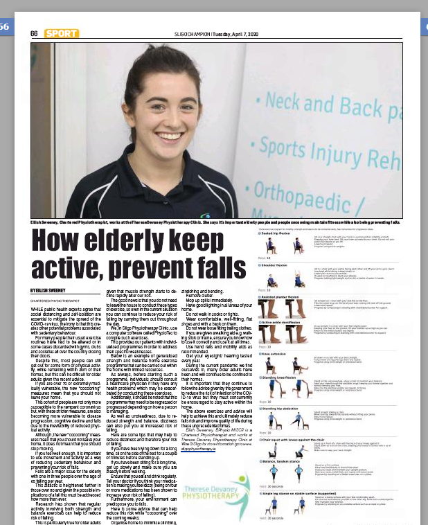 sligophysio's tweet photo. Some advice from @eilish_sweeney for our older relatives during lockdown published in the @SligoChampion this week #Sligo #Keepactive #Covid_19ireland #StayHomeSaveLives @_ISCP_ https://t.co/5HAFaconN7