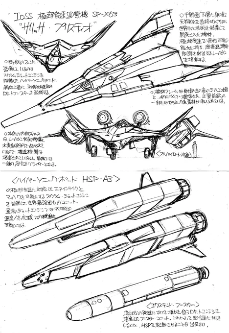 そのロマンから生まれたのが、「夜光雲のサリッサ」の主役メカであるサリッサ・プリスティオなのです。
From that rifting-body airplane romance was born Sarissa Pristio, the main mechanic of "Sarissa of the Nocturnal Cloud". 
