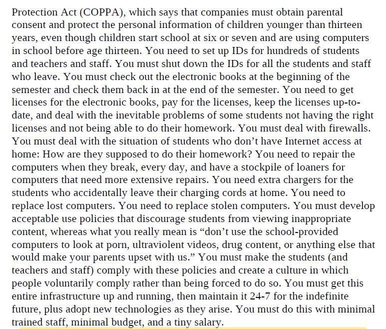 You want to replace books with laptops? You might be doing more harm that good unless you have these contingent issues covered in advance.  #edtech  #edtechknow  #Broussard