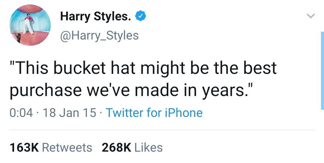17 January 2015: Harry tweets about bucket hats and both Kendall and Cara retweeted it.