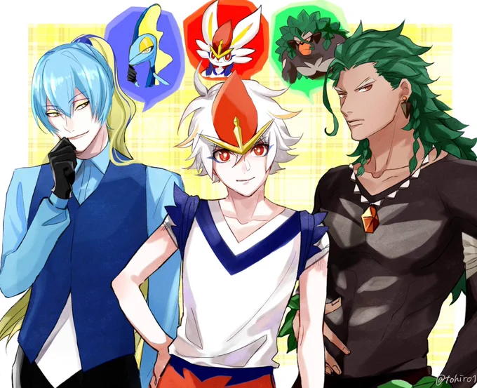 再掲ですが剣盾御三家の擬人化 