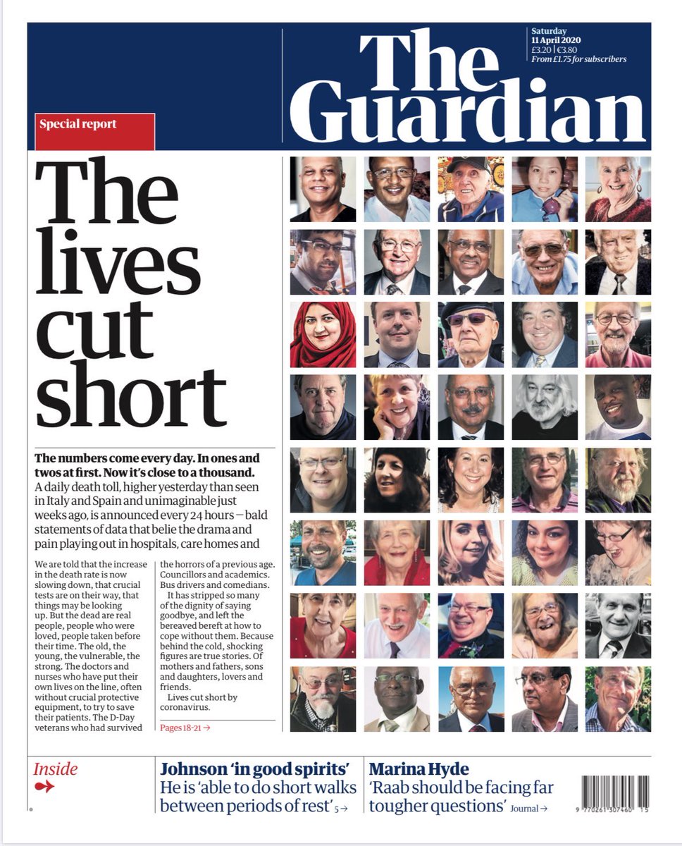 Piers Morgan (@piersmorgan) on Twitter photo Powerful front page of today’s <a href="/guardian/">The Guardian</a> - the shocking number of UK #coronavirus victims isn’t getting the attention it warrants.
So many lives lost.
Each life matters. Equally. 👇 Powerful front page of today’s <a href="/guardian/">The Guardian</a> - the shocking number of UK #coronavirus victims isn’t getting the attention it warrants.
So many lives lost.
Each life matters. Equally. 👇