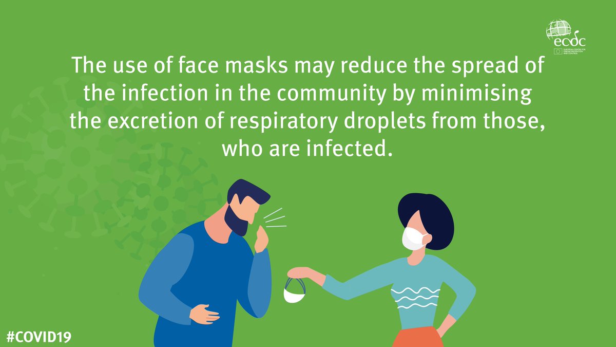  #COVID19 and  #FaceMasks:We have recently updated our guidance on face masks' use.1. Their use in the community could be considered, especially when visiting busy, closed spaces - such as grocery stores, shopping centres, or when using public transport.