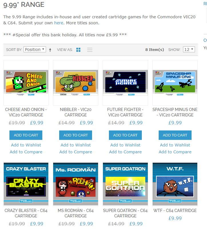 futurewas8bit's tweet image. Heads up. All #999Range titles are £9.99 right now. Including the #Special Yellow cased Cheese &amp;amp; Onion and Hot-Pink Ms Rodman Carts. Bar-Gain! Ends 17th
thefuturewas8bit.com/shop/games/999…
#Commmodore #VIC20 #C64 @Hewco64 @RGMisfit