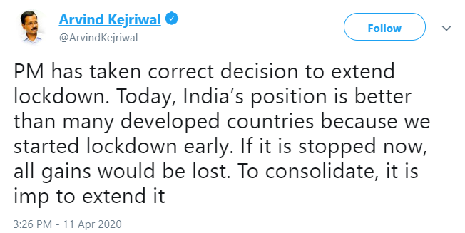 tv9gujarati's tweet photo. PM has taken correct decision to extend lockdown. Today, India’s position is better than many developed countries because we started lockdown early. If it is stopped now, all gains would be lost. To consolidate, it is important to extend it: Delhi CM @ArvindKejriwal https://t.co/272k4fy0Ou