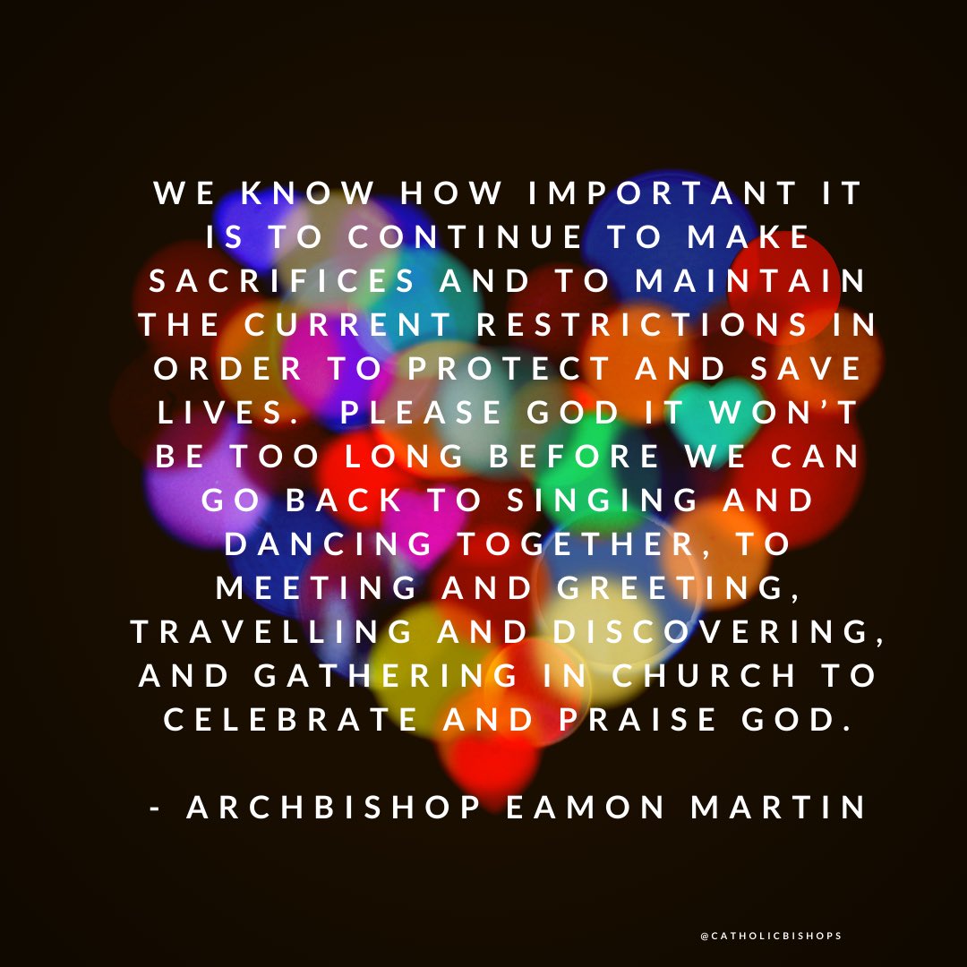 CatholicBishops's tweet image. Please God it won’t be too long before we can go back to singing and dancing together, to meeting and greeting, travelling and discovering, and gathering in church to celebrate and praise God. - @ArchbishopEamon #HolyWeekAtHome #Easter2020