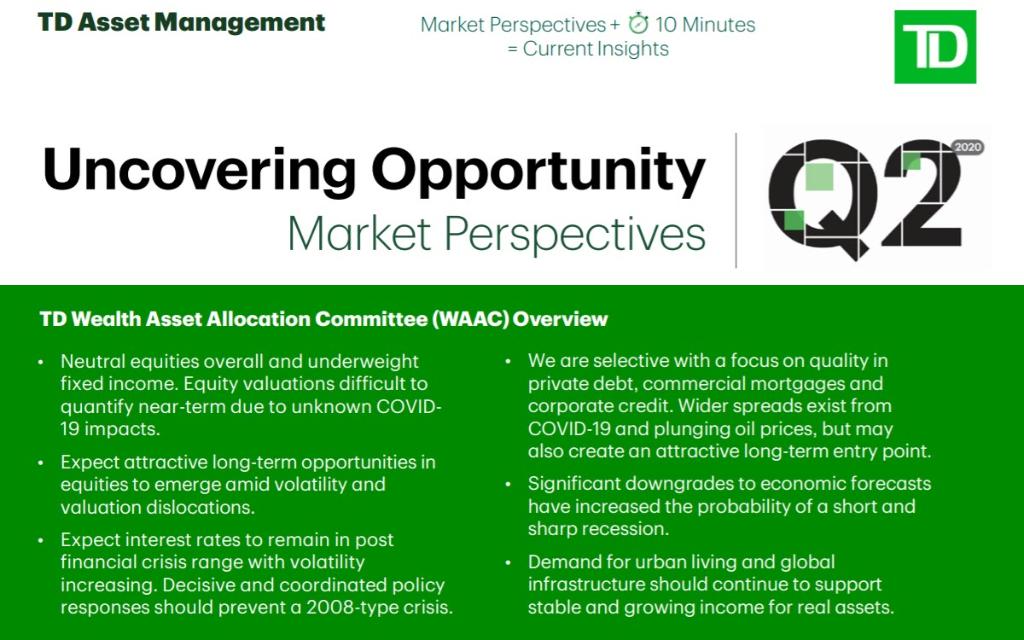 Our investment teams are working diligently seeking to identify which companies and sectors could be well positioned to outperform once the worst of the COVID-19 pandemic is behind us. bit.ly/UncoverOpp. <a href="/TDAM_Canada/">TD Asset Management</a>