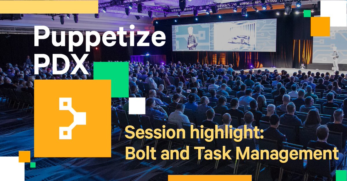 puppetize's tweet image. In our third #PuppetizePDX session highlight, we’re diving into Bolt, our open-source orchestration tool. Get tips from power users and peek under the hood with the software engineers who make Bolt run. #PuppetBolt bit.ly/36Pix94